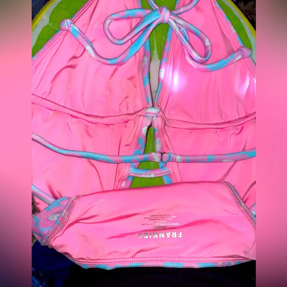 Frankie’s Bikinis Sz Med NWT Paris Terry Halter One-Piece Daisy Dream